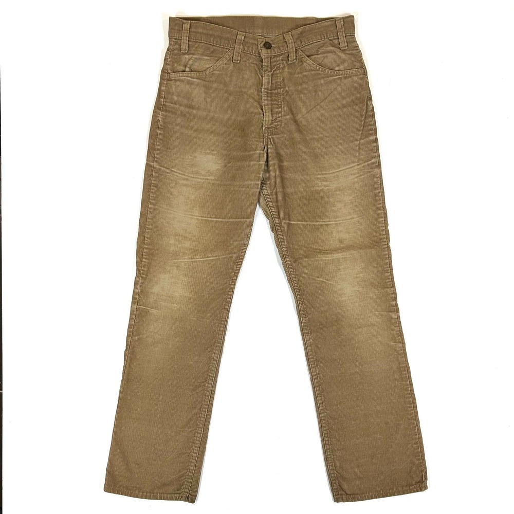 Vintage Levis 519 Corduroy Pants 1523 Tan Brown Straight Leg White Tab 70s 30x29